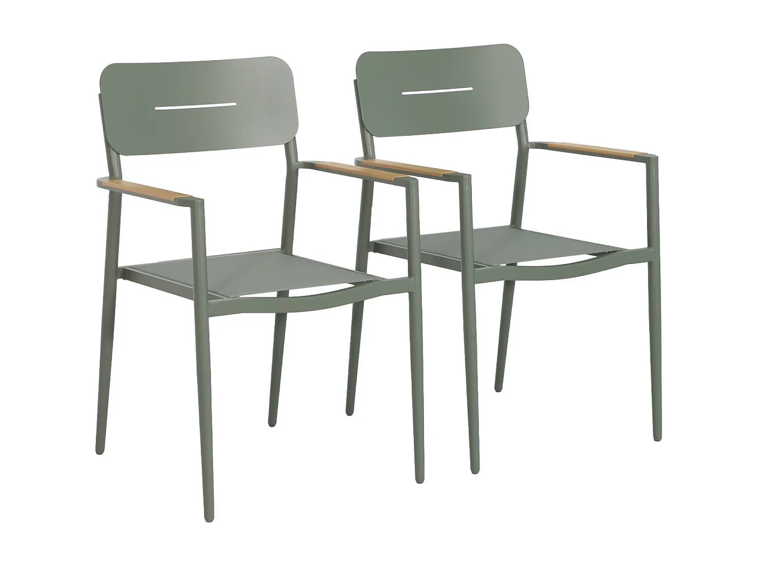 Lot de 2 fauteuils de jardin aluminium et textilène kaki - Fira