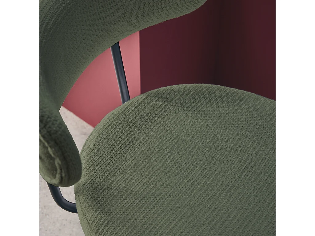 Taburete de bar asiento giratorio metal y tela simple, set de 2 verde