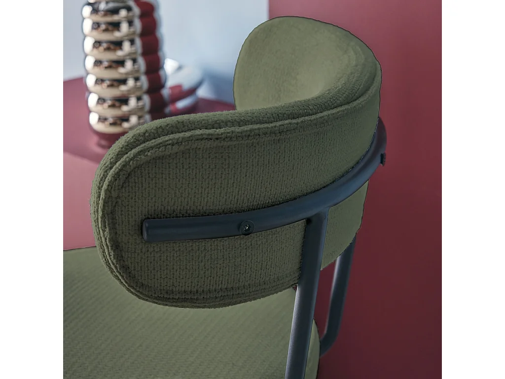 Taburete de bar asiento giratorio metal y tela simple, set de 2 verde