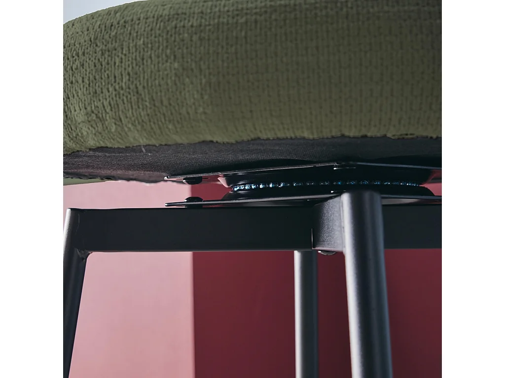 Taburete de bar asiento giratorio metal y tela simple, set de 2 verde