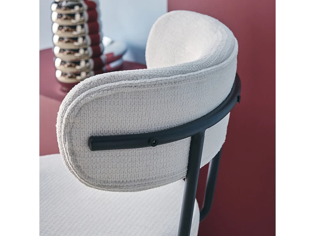 Taburete de bar asiento giratorio metal y tela simple, set de 2 blanco