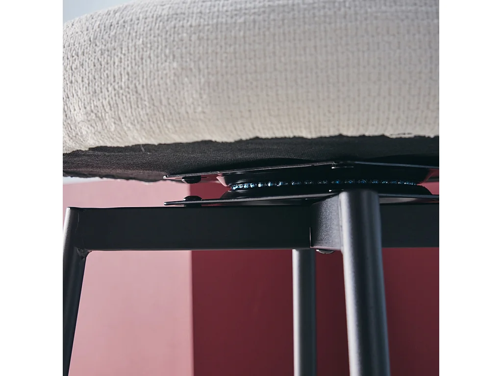 Taburete de bar asiento giratorio metal y tela simple, set de 2 blanco