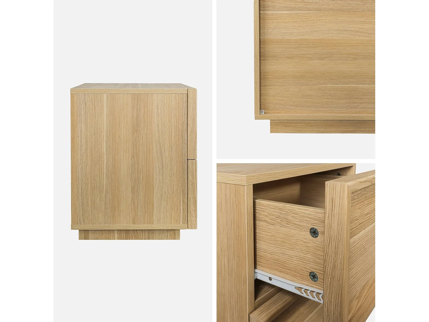 Mesita efecto madera, 2 cajones natural