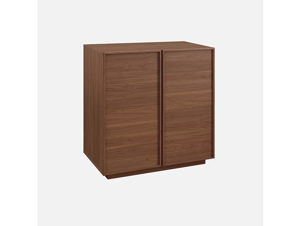 Buffet effet bois noyer 2 portes 80 cm 4 compartiments - L 80 x P 43 x H 85cm - Kuba
