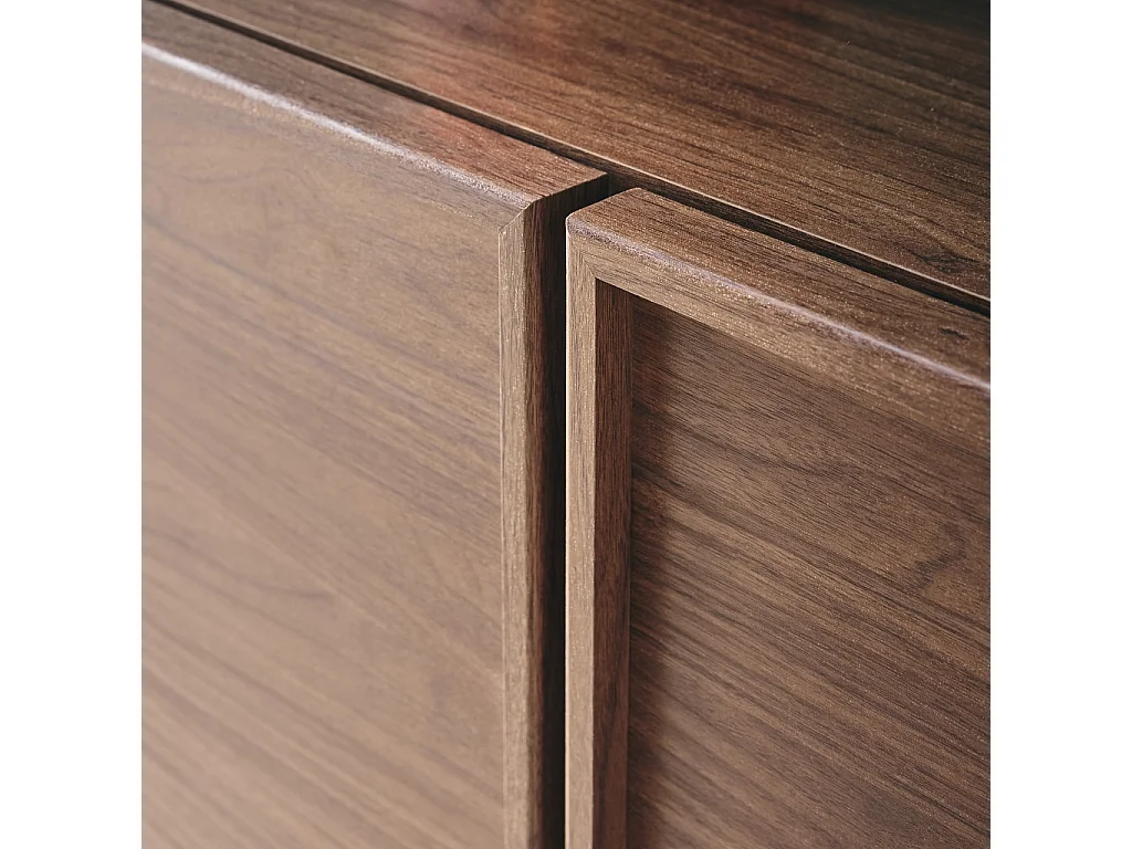 Buffet effet bois noyer 2 portes 80 cm 4 compartiments - L 80 x P 43 x H 85cm - Kuba