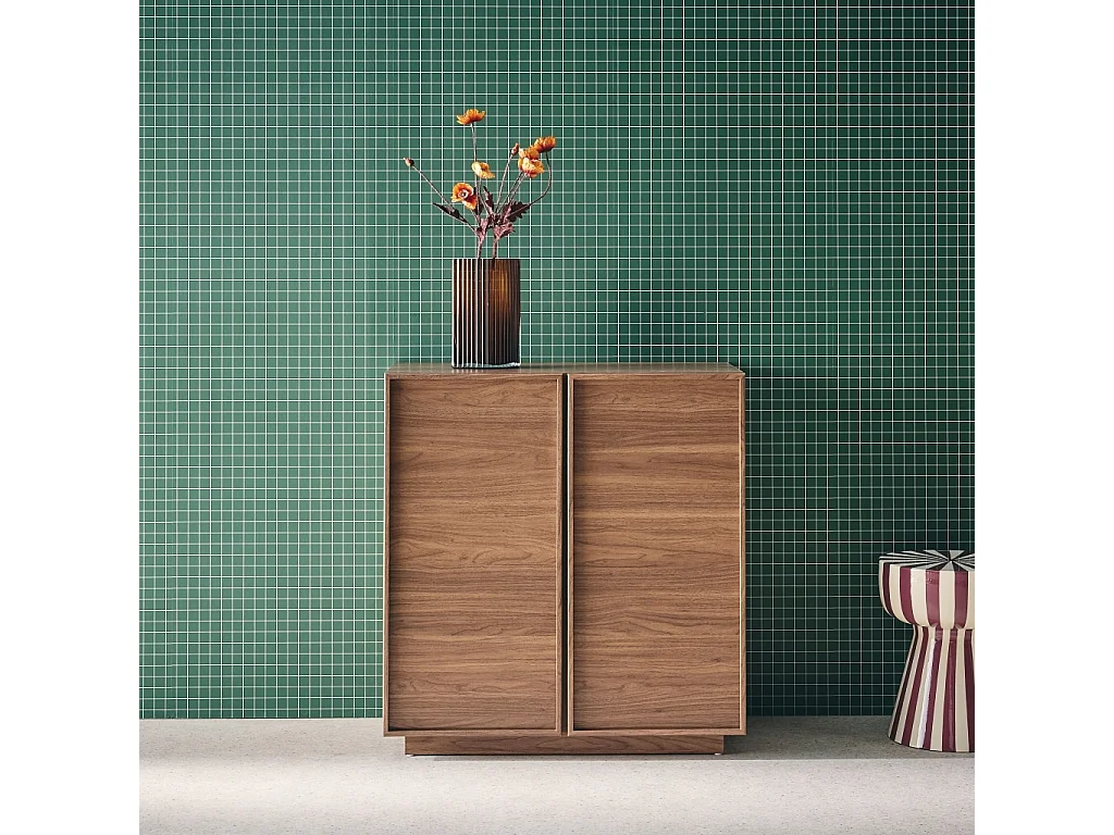 Aparador efecto madera 2 puertas, 80cm nogal