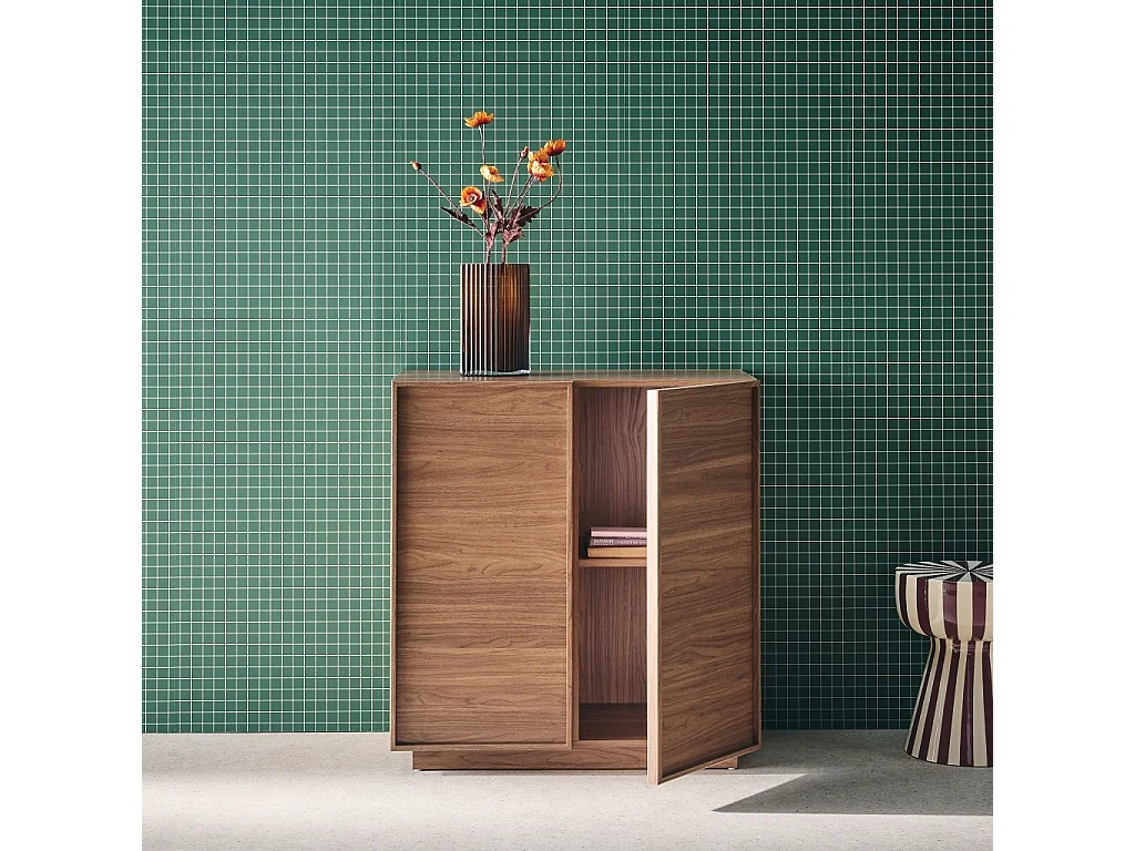 Aparador efecto madera 2 puertas, 80cm nogal