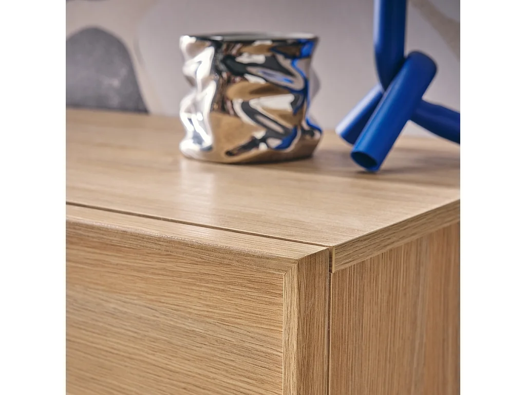 Aparador efecto madera 2 puertas, 80cm natural