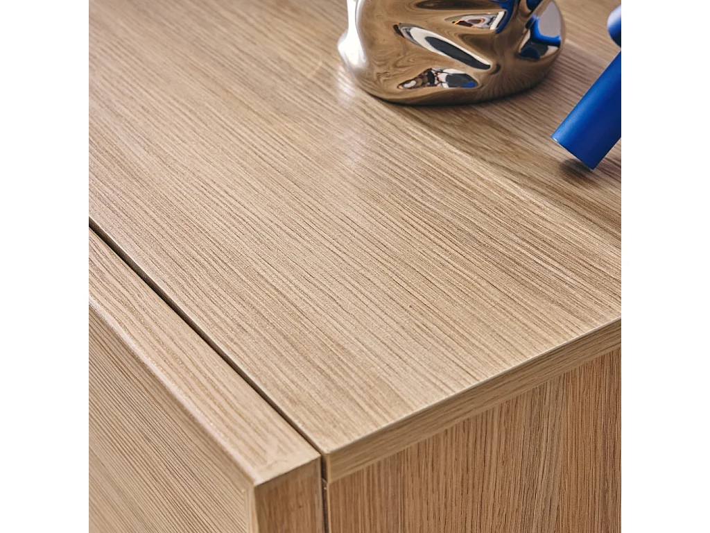 Aparador efecto madera 2 puertas, 80cm natural
