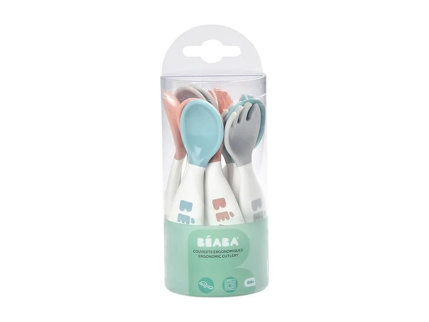 BÉABA Ménagère ergonomique 10 pièces – 6 cuillères et 4 fourchettes pour bébé dès 8 mois