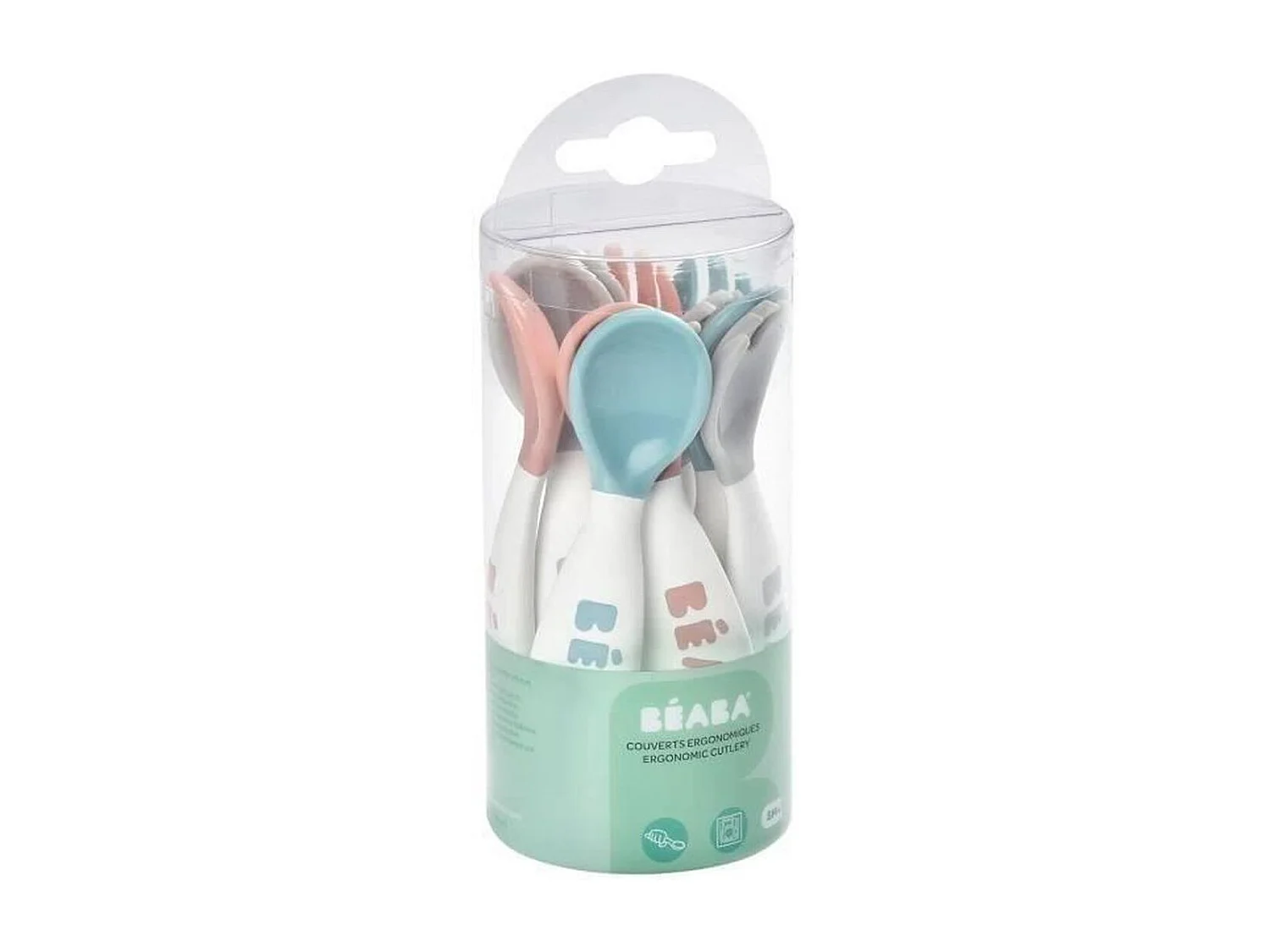 BÉABA Ménagère ergonomique 10 pièces – 6 cuillères et 4 fourchettes pour bébé dès 8 mois