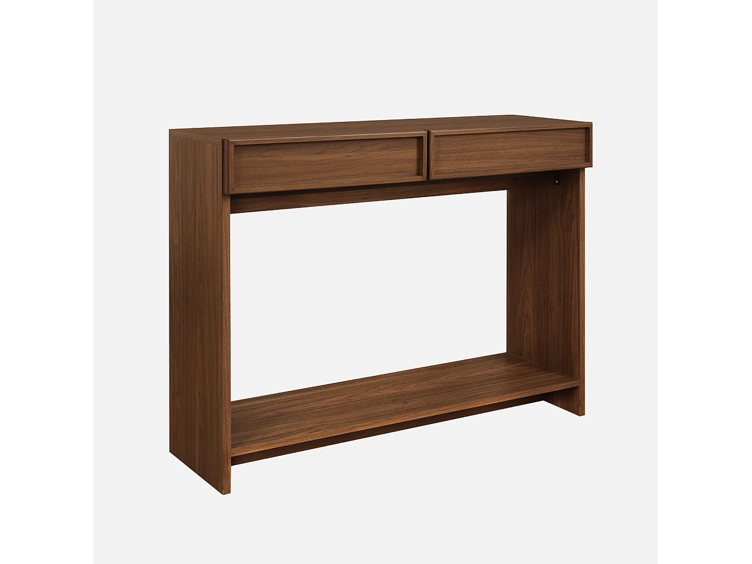 Console effet bois noyer 2 tiroirs et étagère - L 100 x P 33 x H 78cm - Kuba