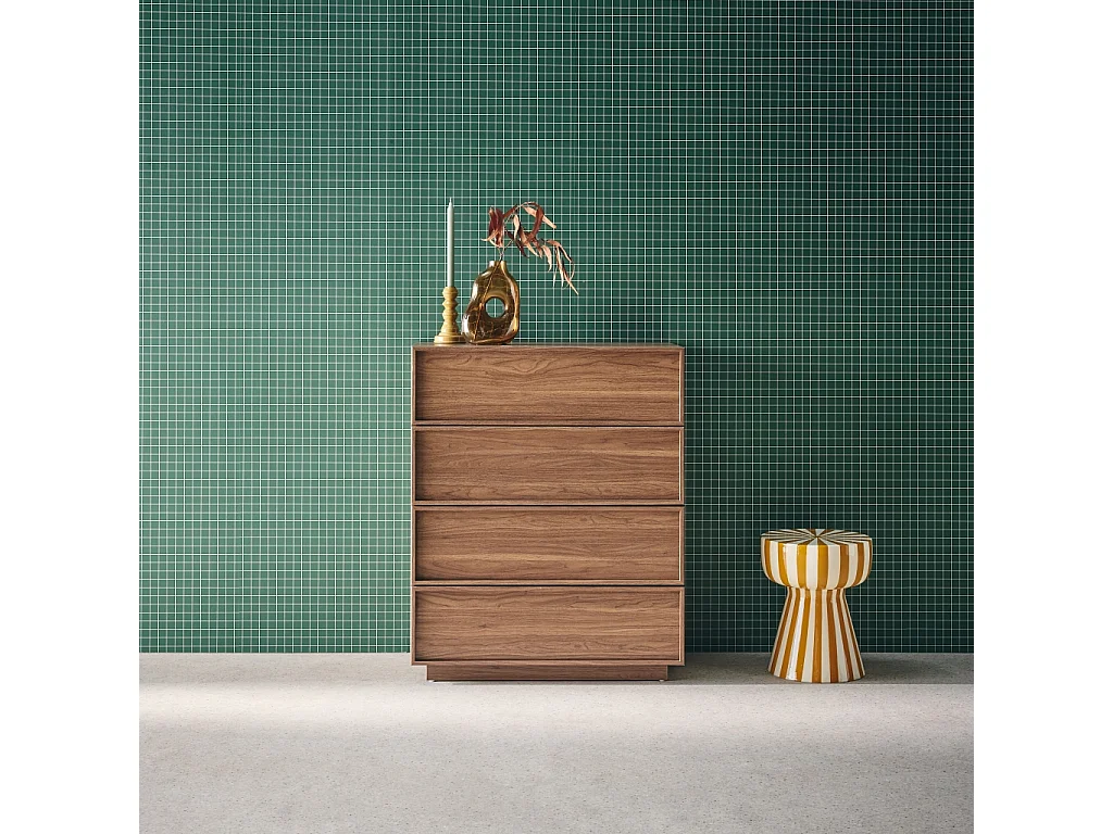 Cassettiera effetto legno 4 cassetti, noce