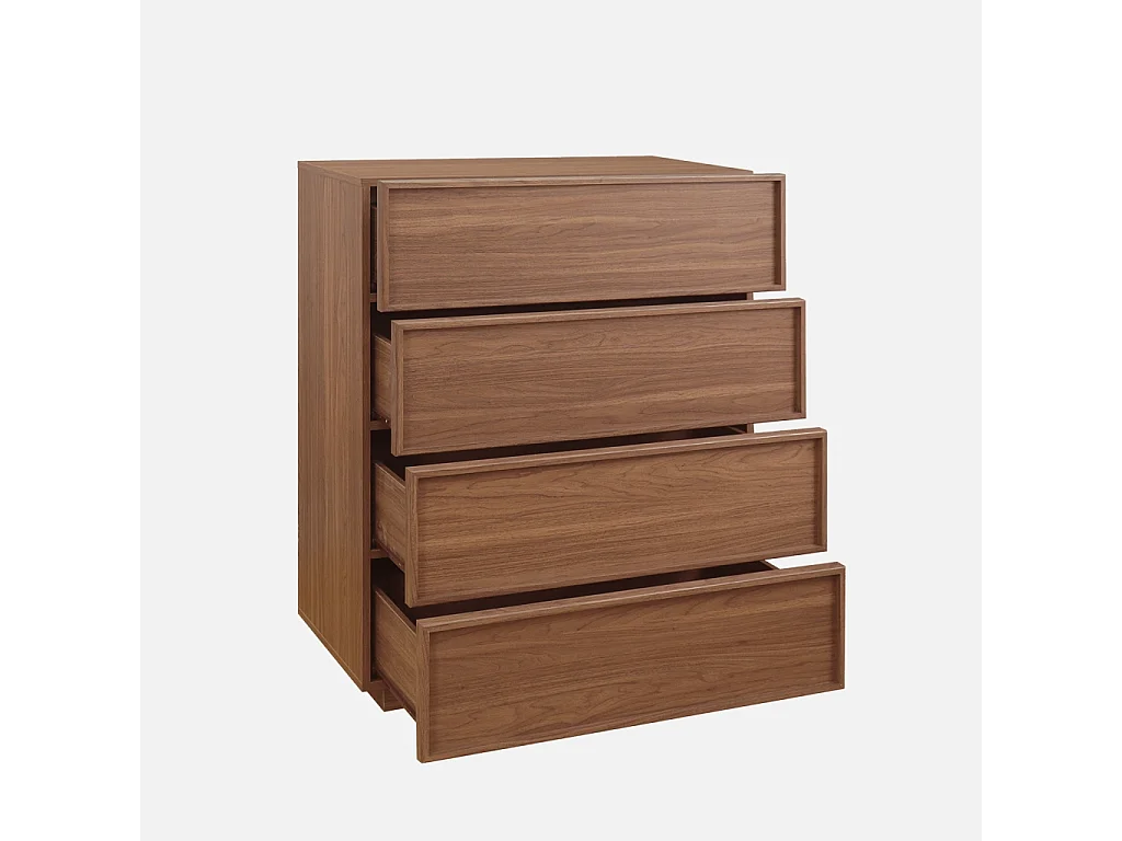 Cassettiera effetto legno 4 cassetti, noce