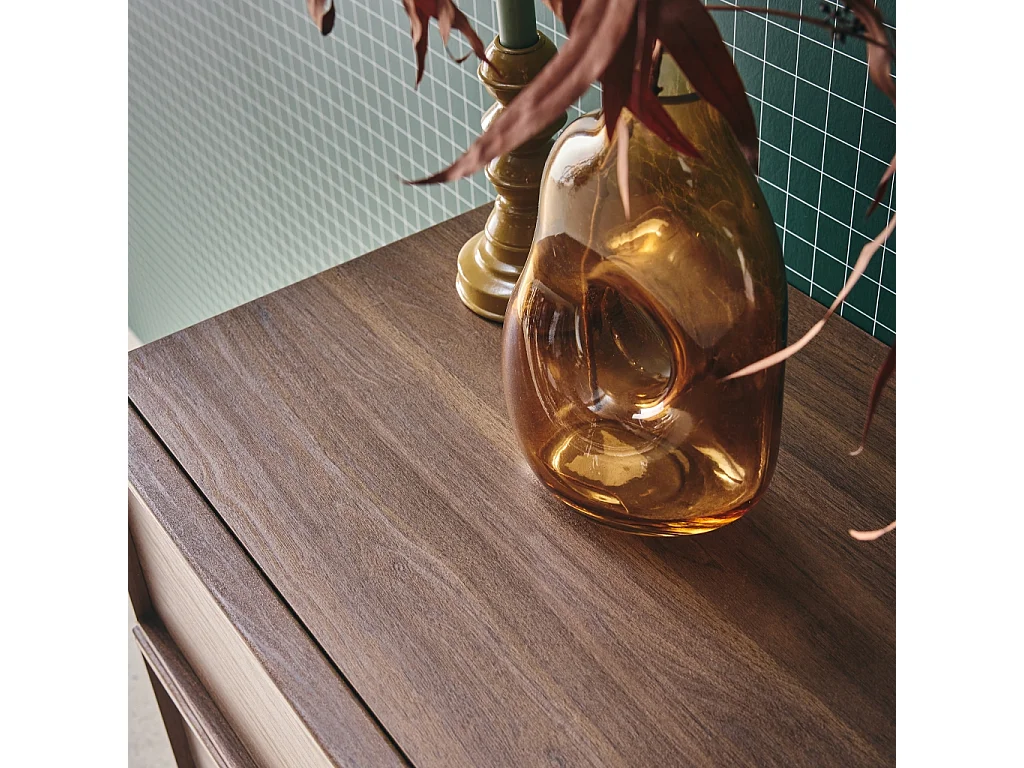 Cassettiera effetto legno 4 cassetti, noce