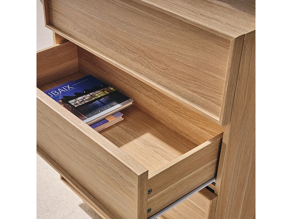 Cassettiera effetto legno 4 cassetti, marrone naturale