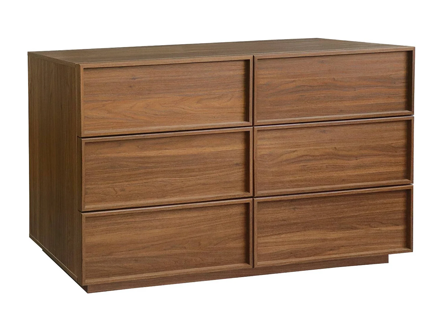 Commode de rangement effet bois 6 tiroirs noyer L 120 x P 43 x H 75cm - Kuba