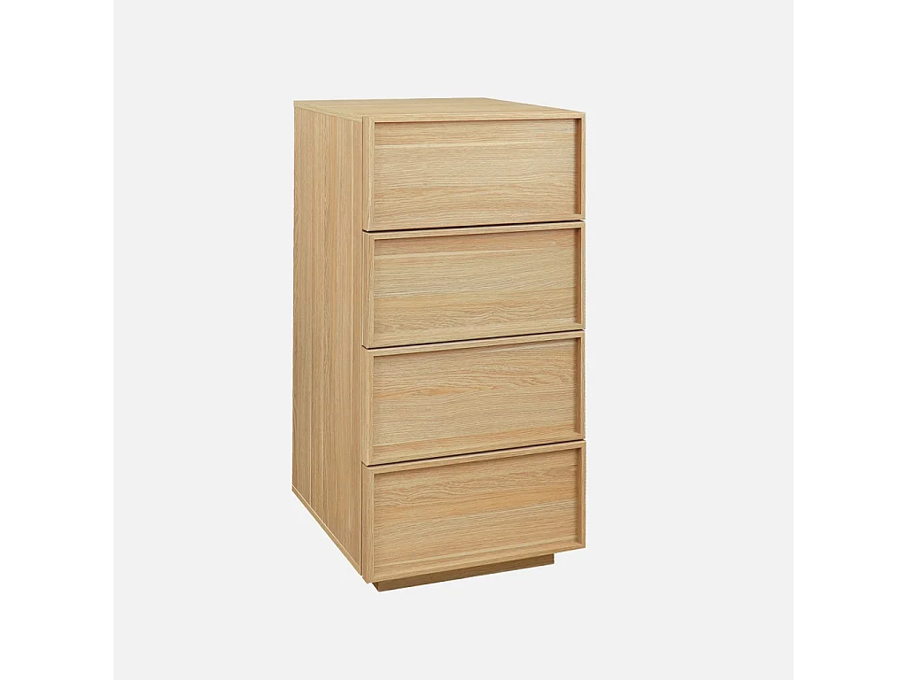 Commode chiffonnier naturel 4 tiroirs effet bois - L 48 x P 43 x H 98.5cm - Kuba