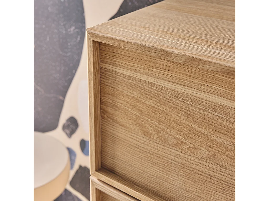 Commode chiffonnier naturel 4 tiroirs effet bois - L 48 x P 43 x H 98.5cm - Kuba