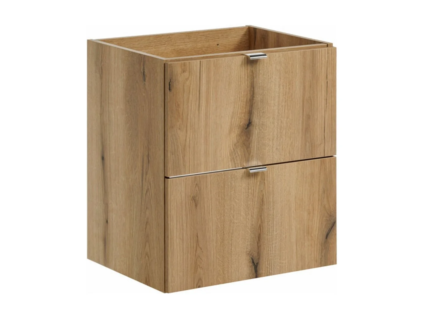 Ensemble VANO aspect chêne et blanc 170cm : meubles sous vasque à tiroirs et panier à linge intégré + plan pour vasque + colonne