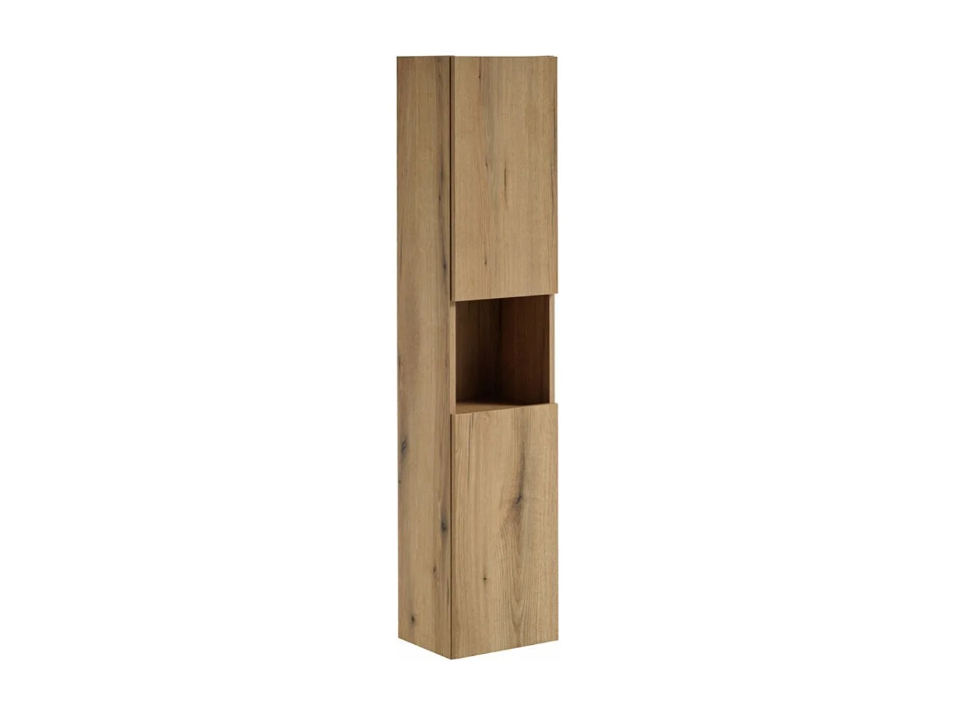 Ensemble VANO aspect chêne et noir 90cm : meuble sous vasque à tiroirs + plan pour vasque + vasque à poser ronde + colonne