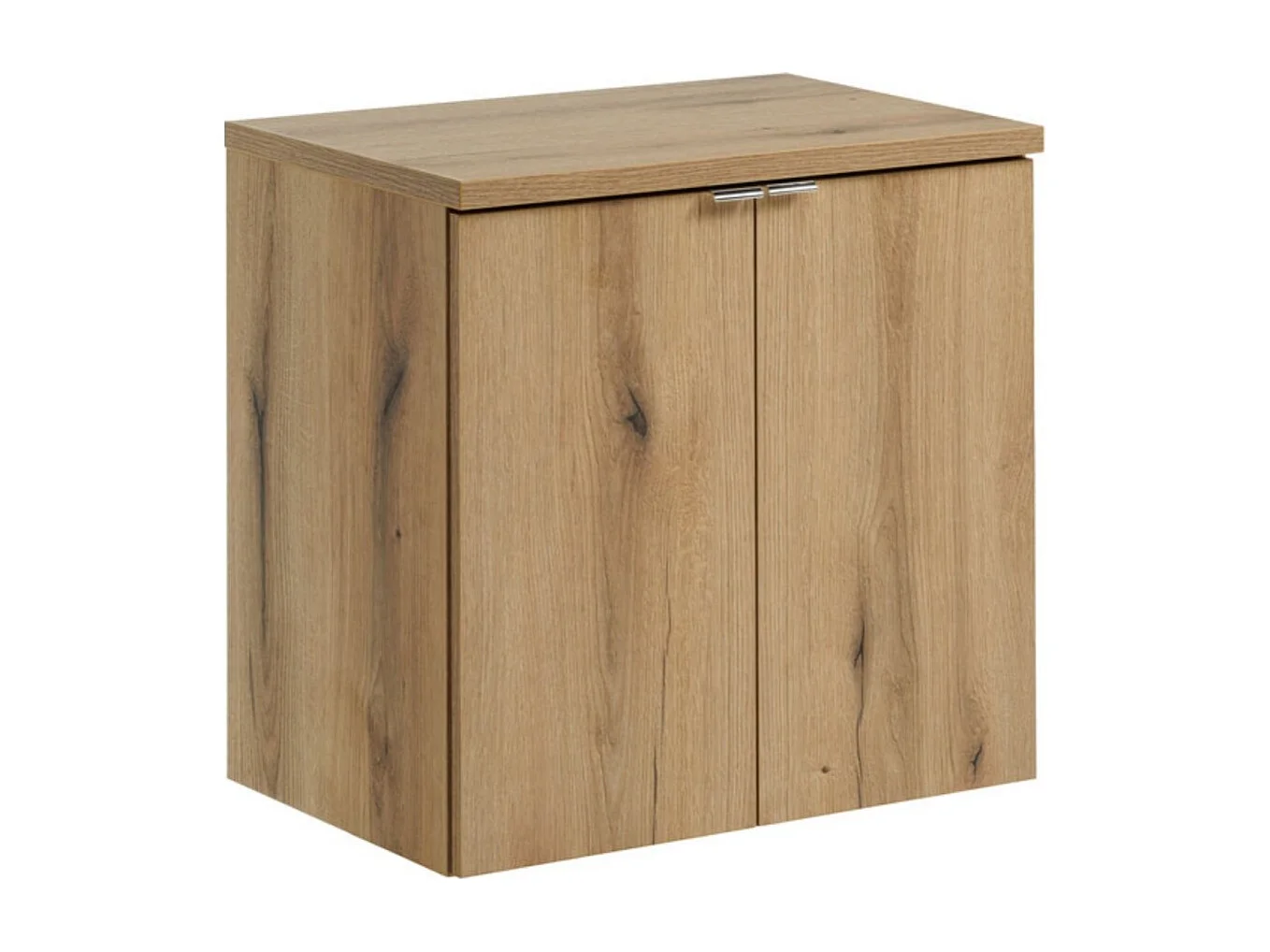 Ensemble de salle de bain suspendu VANO aspect chêne 60cm : meuble sous vasque à placards + plan pour vasque