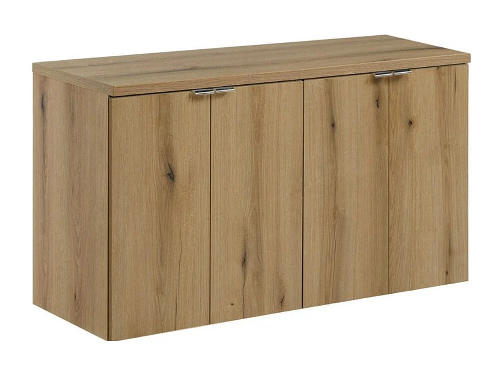 Ensemble de salle de bain suspendu VANO aspect chêne 100cm : meubles sous vasque à placards + plan pour vasque