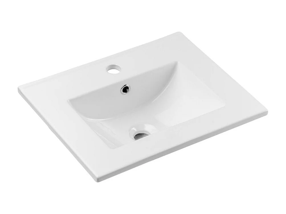 Ensemble de salle de bain suspendu VANO aspect chêne et blanc 50cm : meubles sous vasque à tiroirs + vasque encastrée