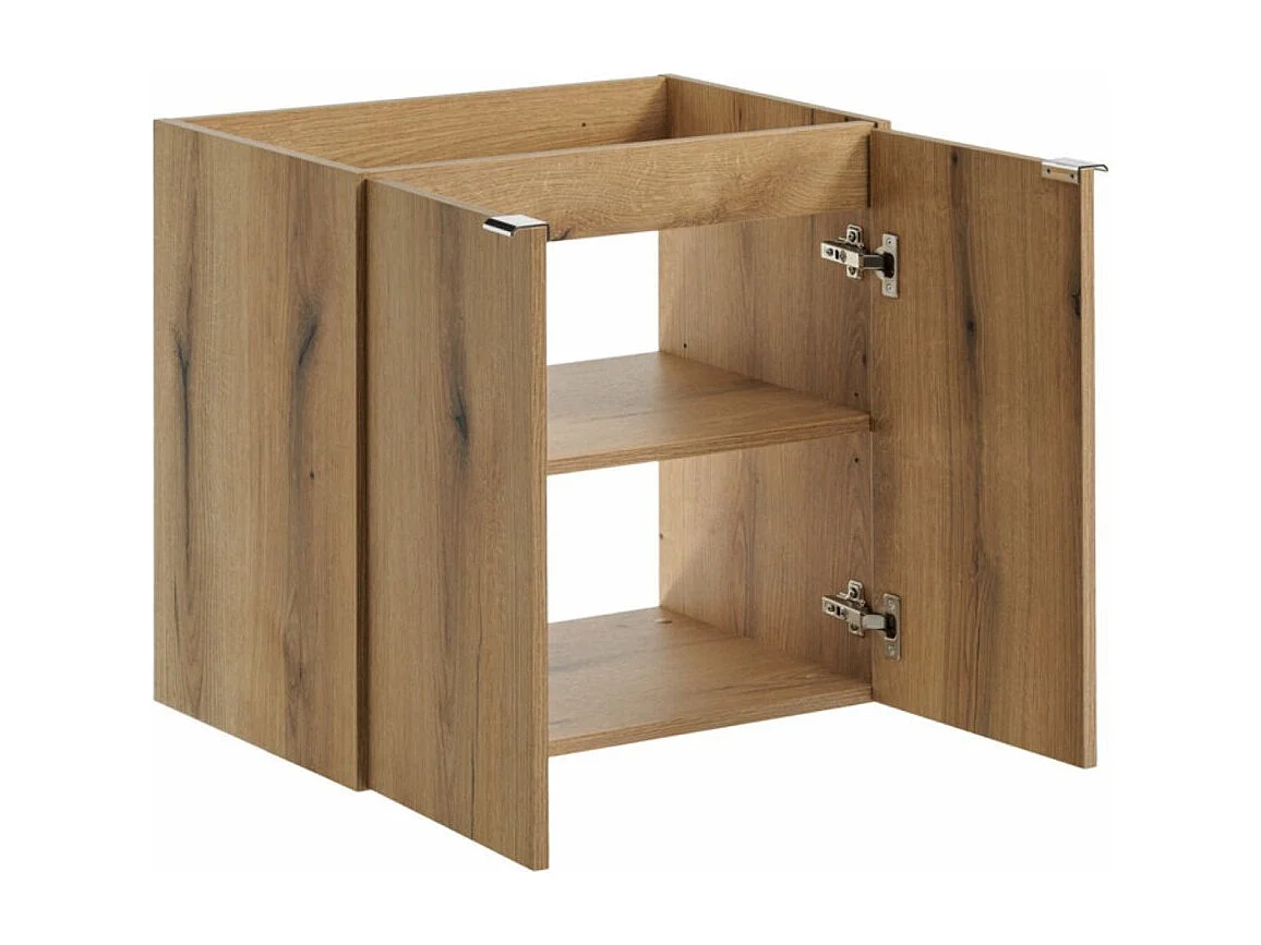 Ensemble de salle de bain suspendu VANO aspect chêne 140cm : meubles sous vasque à placards + plan pour vasque