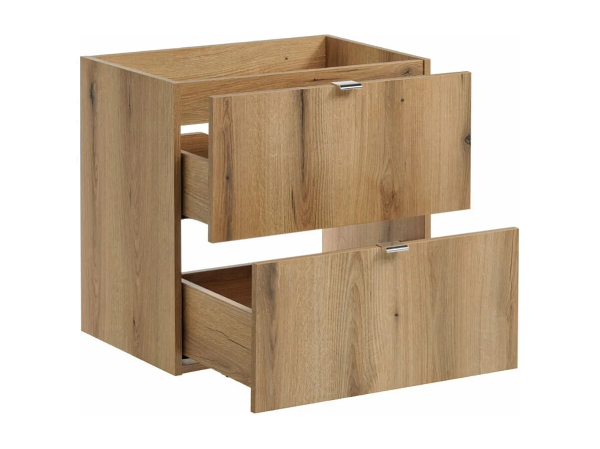 Ensemble de salle de bain suspendu VANO aspect chêne et noir 90cm : meuble sous vasque à tiroirs et placards + plan pour vasque