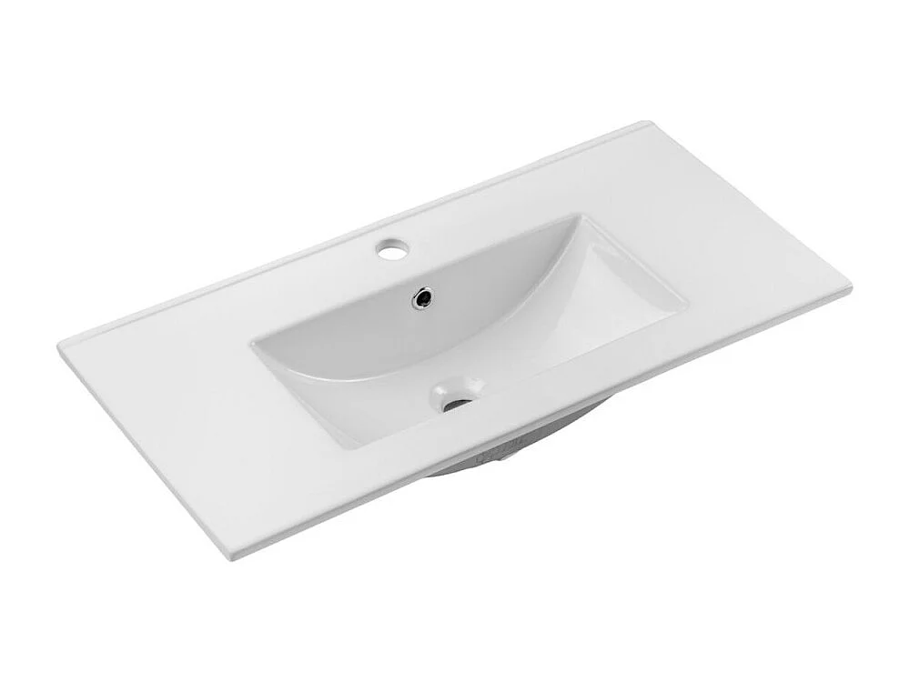 Ensemble de salle de bain suspendu VANO aspect chêne et blanc 80cm : meubles sous vasque à tiroirs + vasque encastrée