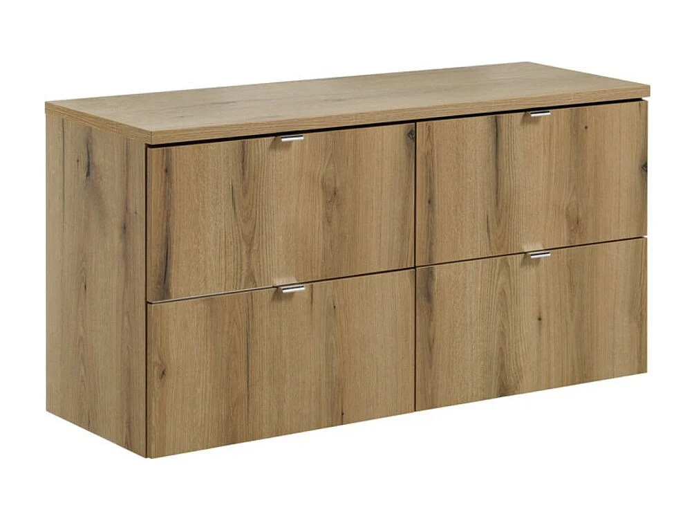 Ensemble de salle de bain suspendu VANO aspect chêne 120cm : meubles sous vasque à tiroirs + plan pour vasque