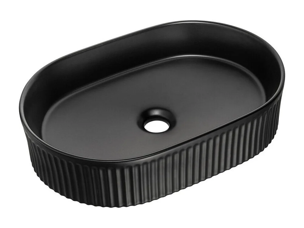 Ensemble VANO aspect chêne et noir 80cm : meubles sous vasque à tiroirs + plan pour vasque + vasque à poser rainurée noire