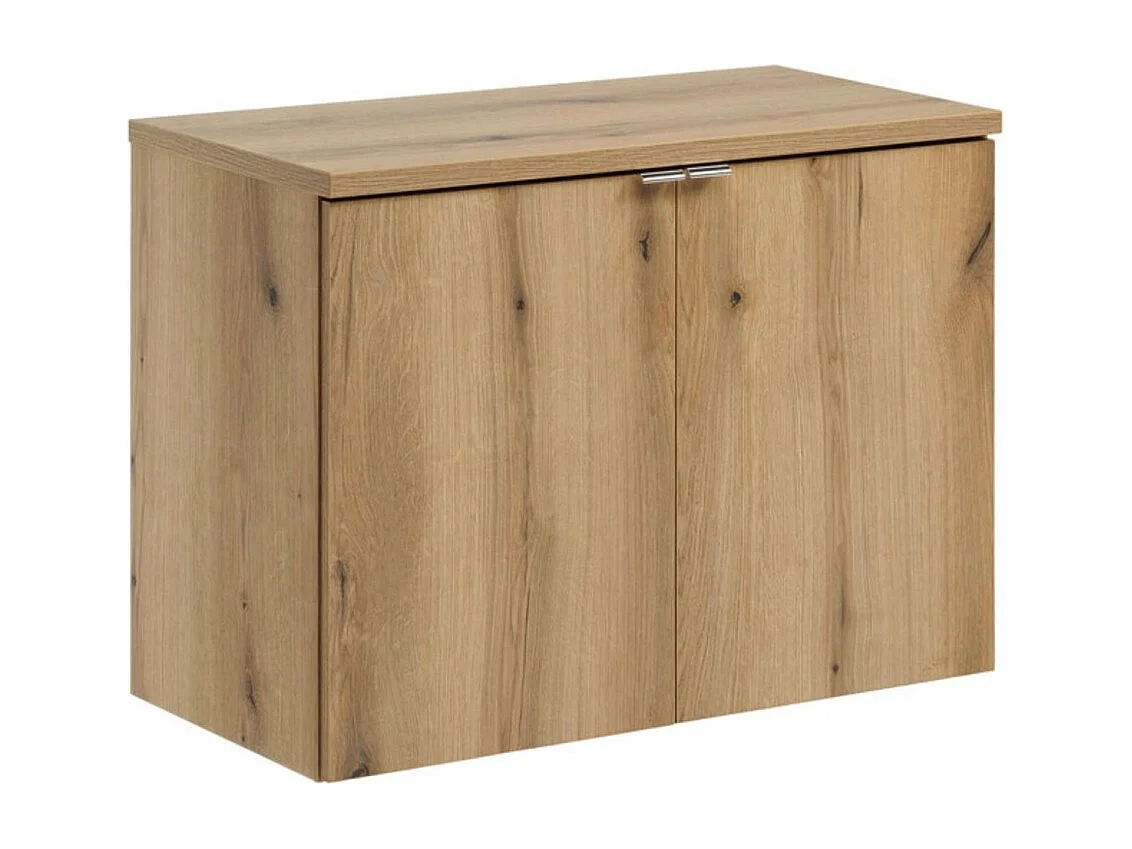 Ensemble de salle de bain suspendu VANO aspect chêne 80cm : meubles sous vasque à placards + plan pour vasque