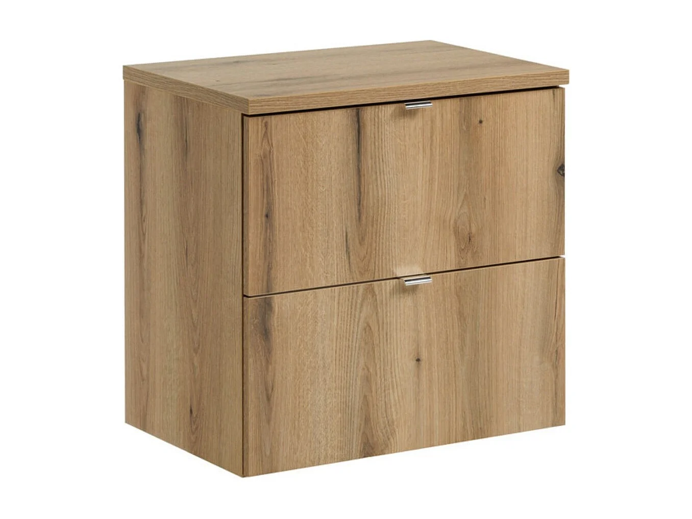 Ensemble de salle de bain suspendu VANO aspect chêne 60cm : meuble sous vasque à tiroirs + plan pour vasque