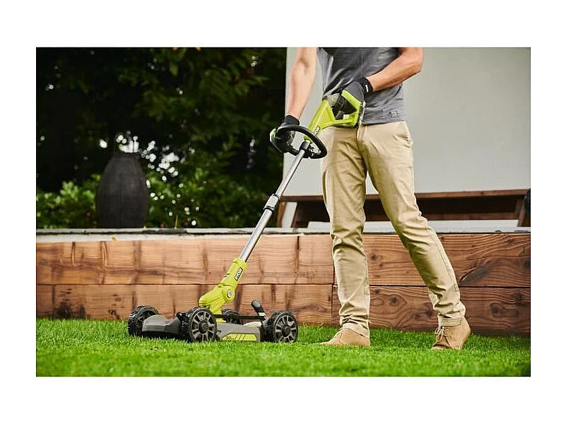 RYOBI 3-in-1 Grasmaaier 18V ONE+ - 30 cm, Telescopische Buis, Trimmer, Kantensnijder, Mulching, Zonder Accu