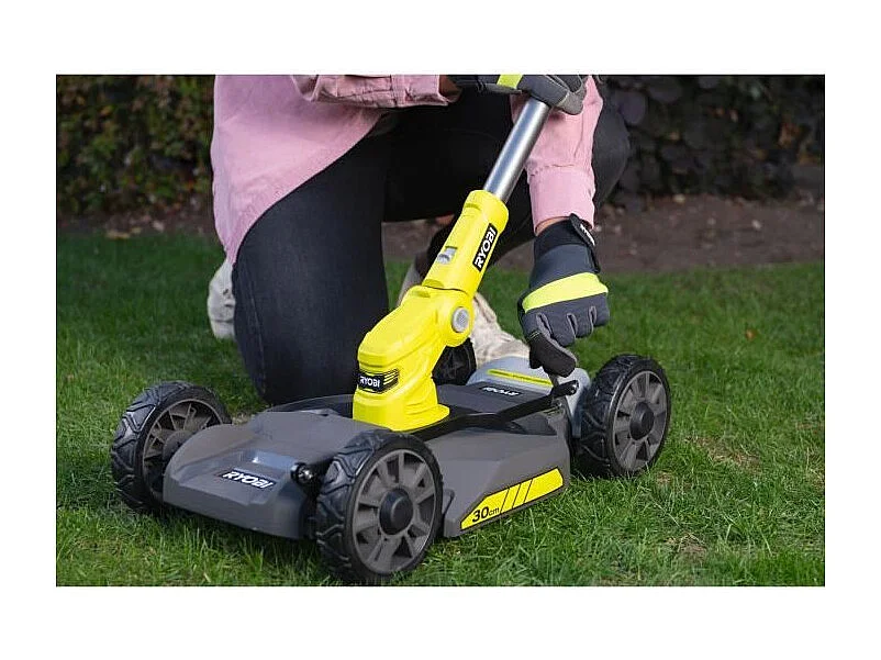 RYOBI 3-in-1 Grasmaaier 18V ONE+ - 30 cm, Telescopische Buis, Trimmer, Kantensnijder, Mulching, Zonder Accu