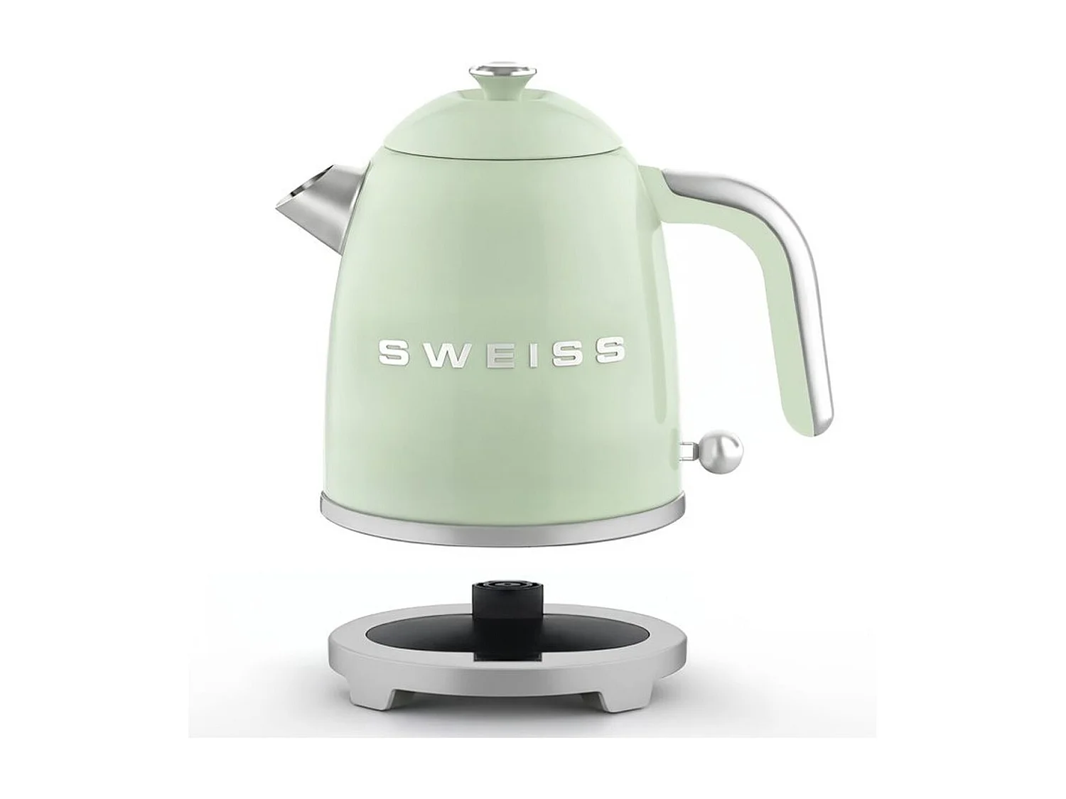 Elektryczny czajnik vintage SWEISS KTS7 1L 1000W stal nierdzewna zielony z automatycznym wyłącznikiem i obrotową podstawą 360°