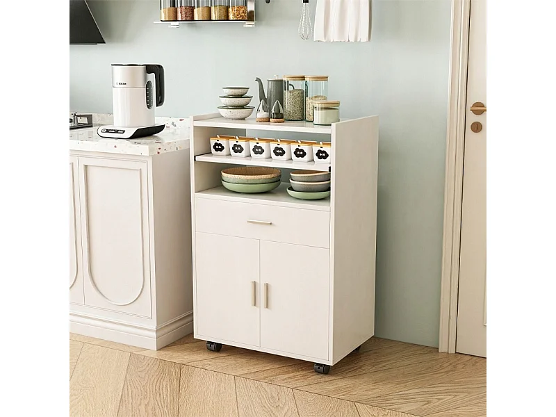 Mobiler küchenschrank moderner wagen tisch regal auf rädern loft weiss