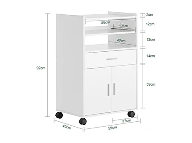 Mobiler küchenschrank moderner wagen tisch regal auf rädern loft weiss