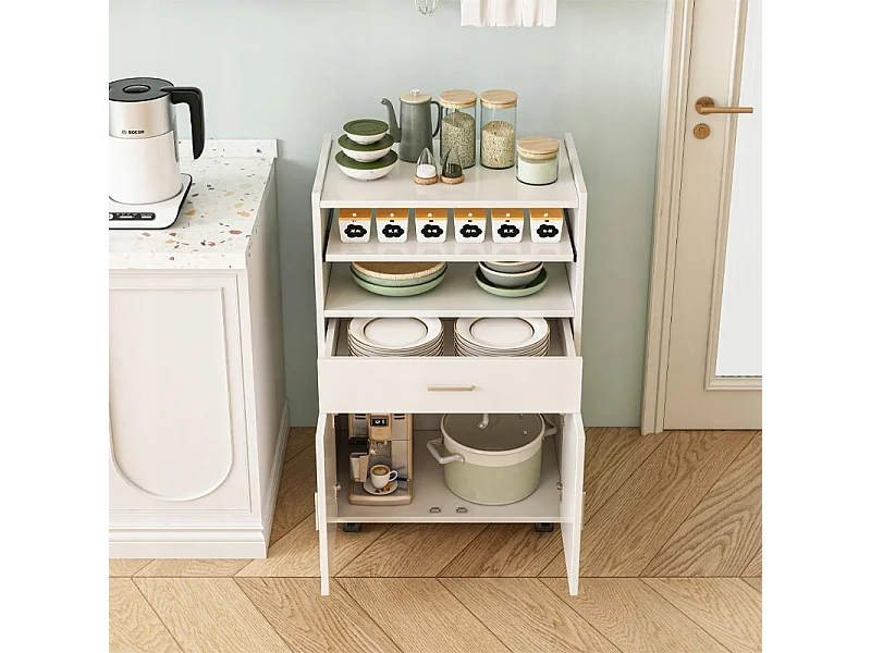 Mobiler küchenschrank moderner wagen tisch regal auf rädern loft weiss