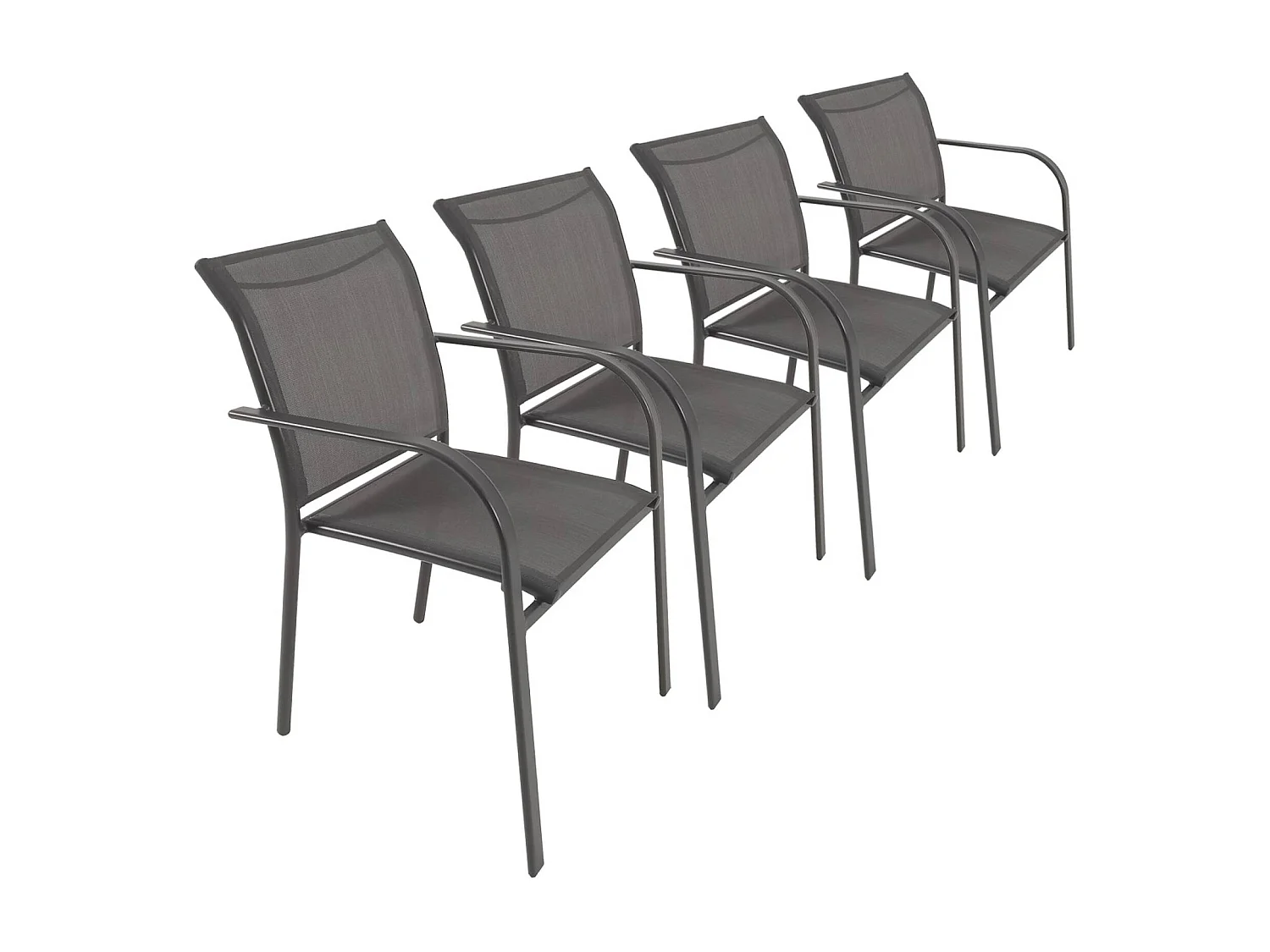 Silla de jardín de aluminio y textileno, set de 4 antracita