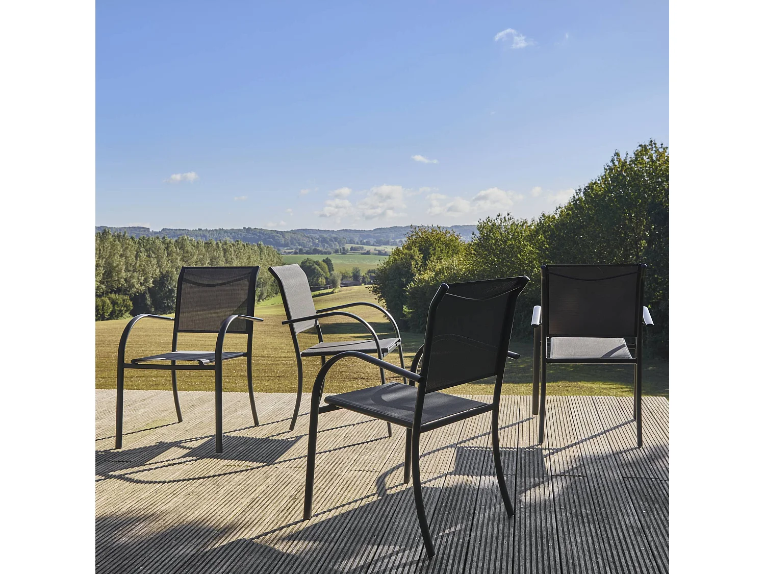 Silla de jardín de aluminio y textileno, set de 4 antracita