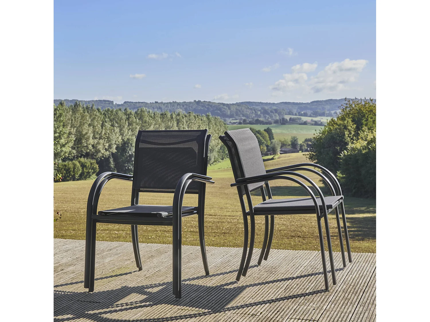 Silla de jardín de aluminio y textileno, set de 4 antracita