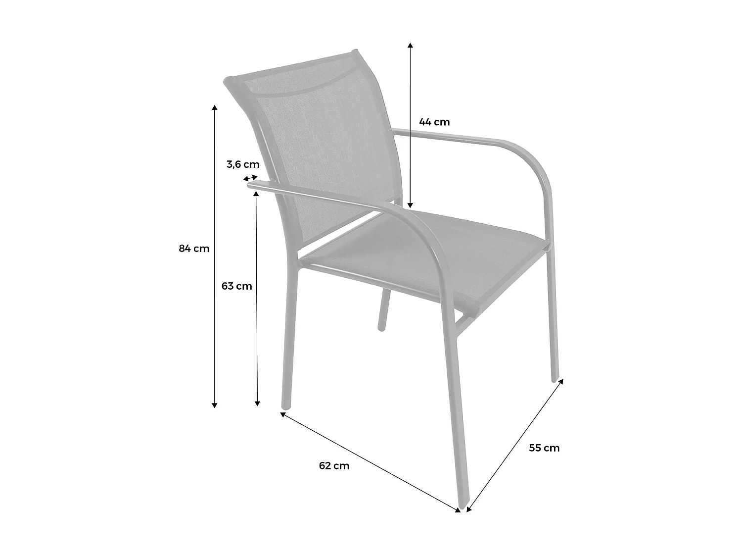 Silla de jardín de aluminio y textileno, set de 4 antracita