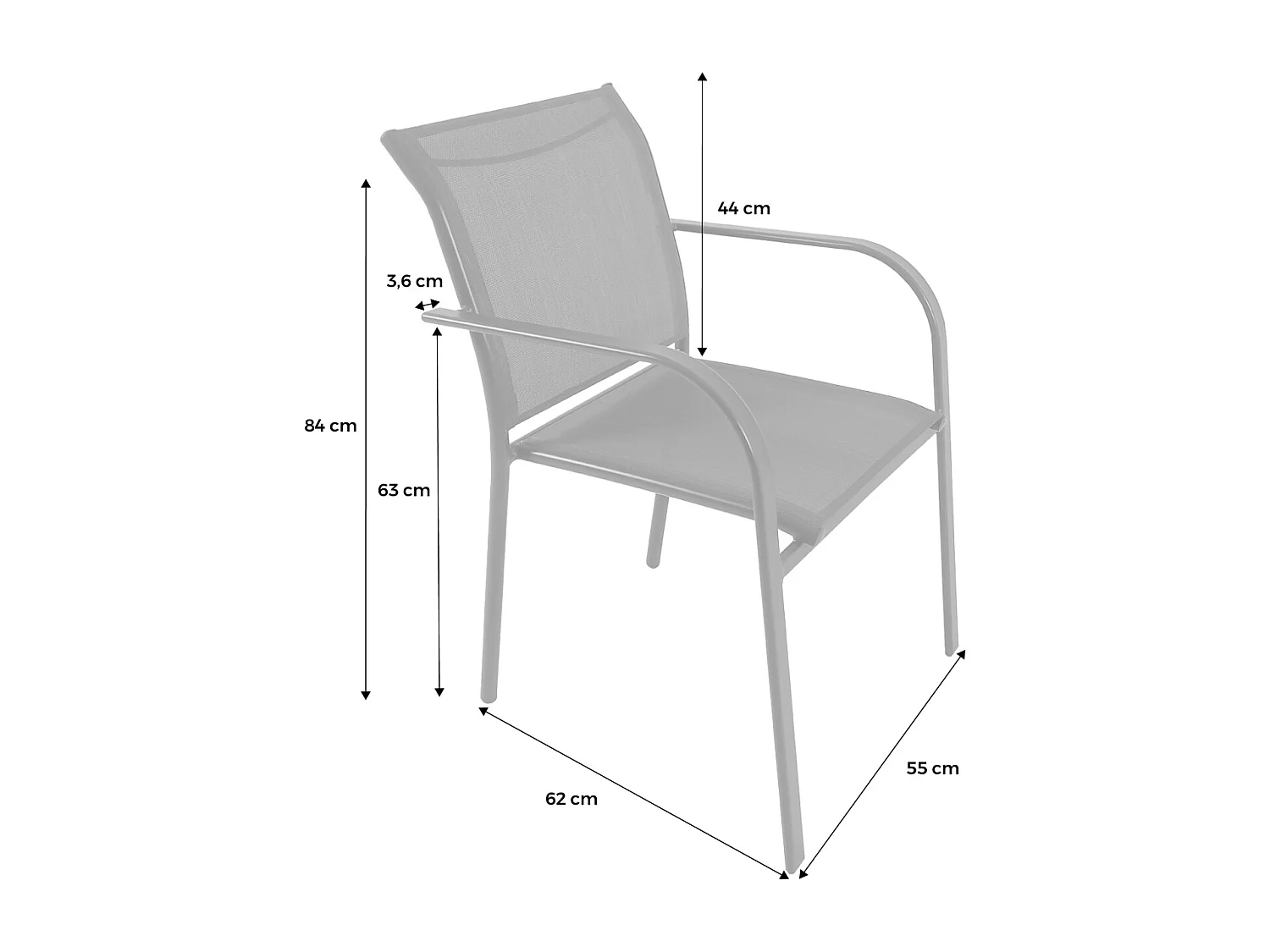 Silla de jardín de aluminio y textileno, set de 4 antracita