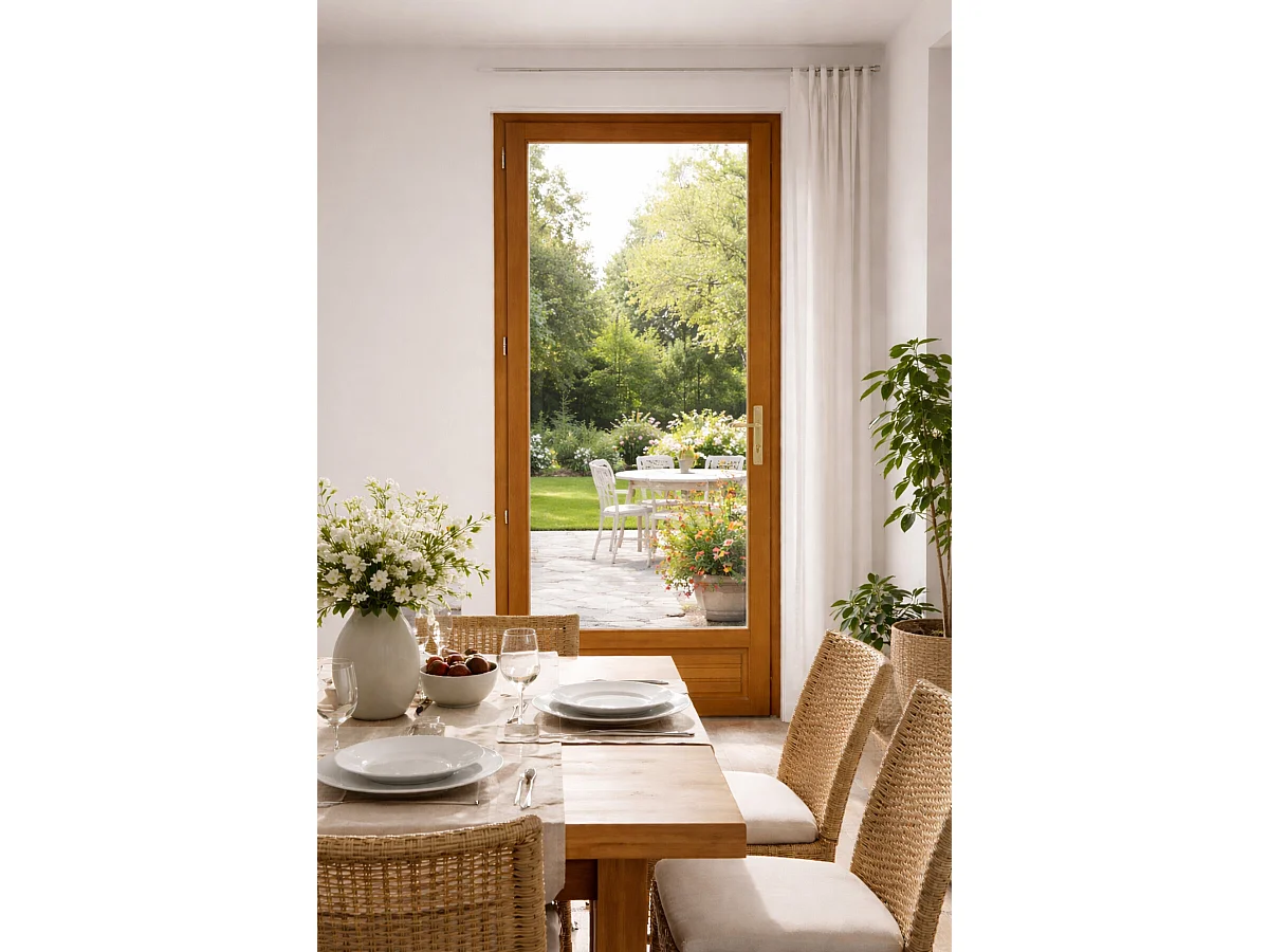 Porte Fenetre Bois 1 Vantail H215 X L80 Tirant Gauche Cotes Tableau + Poignee Et Barillet (ref 01245f924) Gd Menuiseries