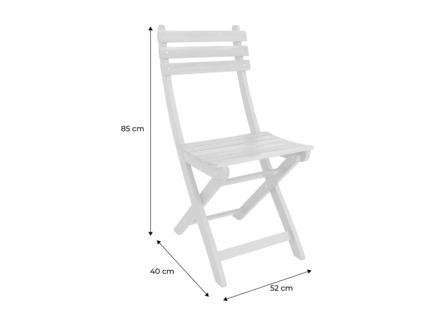 Lot de 4 chaises de jardin CALENA pliables acacia kaki. 40 x 52 x 85 cm