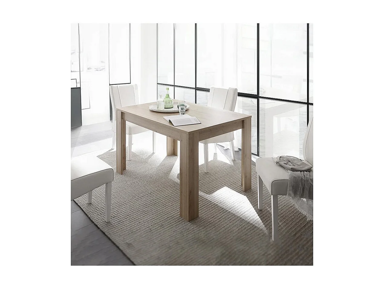 Table 137x90cm avec pieds en bois, Collection SHOW, coloris chêne sonoma