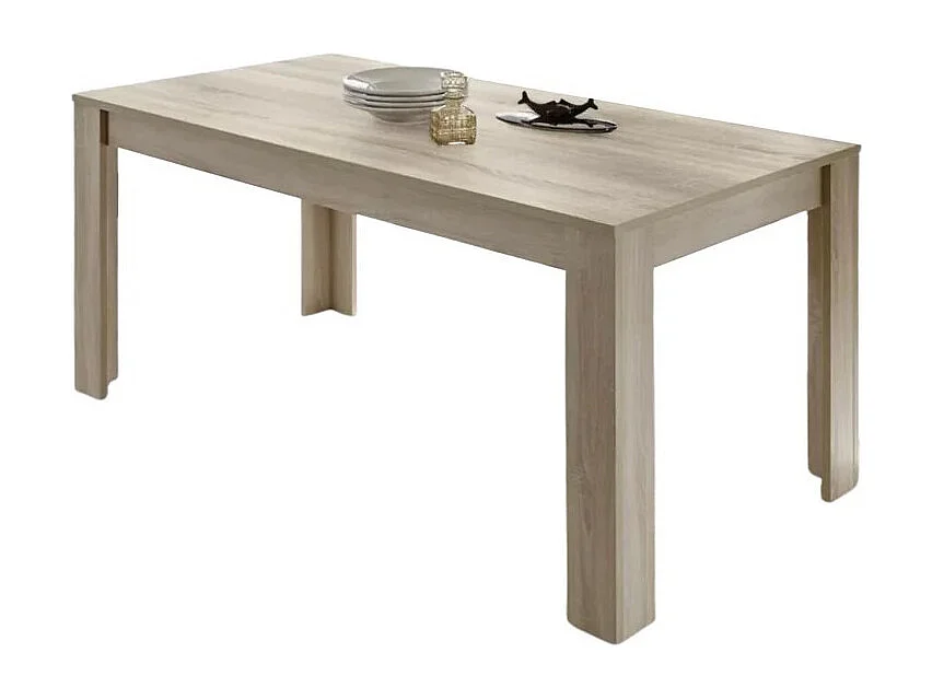 Table 137x90cm avec pieds en bois, Collection SHOW, coloris chêne clair
